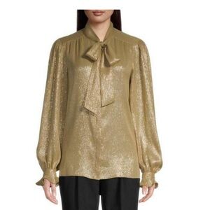 Lafayette Gold Shimmer Women's Tie-Neck Blouse